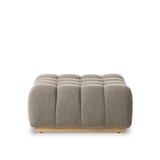 Featuring Roma Outdoor Sectional Alessi Fawn by Four Hands at Amethyst Home. A modern take on mid-century Italian design, soft volume and exaggerated proportions fuse for a sculpted look and playful feel. Atop a plinth-style teak base, outdoor-friendly ottoman features dramatic tufting for a padded sit or a tray for use as a table, indoors and out. Ottoman to. Amethyst Home provides interior design, new home construction design consulting, vintage area rugs, and lighting in the Houston metro area.