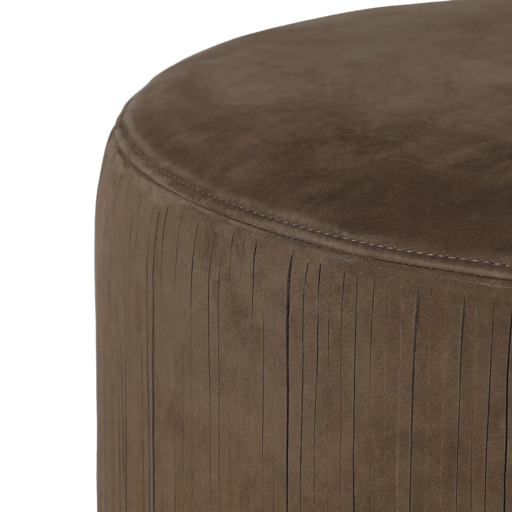 Fringe benefits. Nubuck leather fringe brings both movement and a hint of playfulness to this perfectly sized ottoman.As fans of clean materials at Amethyst, we love the nature inspired Rooney Ottoman - Nubuck Cigar. This item pairs well with other brands such as Four Hands and is perfect for wabi sabi homes Amethyst Home provides interior design, new home construction design consulting, vintage area rugs, and lighting in the San Diego metro area.