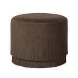Fringe benefits. Nubuck leather fringe brings both movement and a hint of playfulness to this perfectly sized ottoman.As fans of clean materials at Amethyst, we love the nature inspired Rooney Ottoman - Nubuck Cigar. This item pairs well with other brands such as Four Hands and is perfect for wabi sabi homes Amethyst Home provides interior design, new home construction design consulting, vintage area rugs, and lighting in the Tampa metro area.
