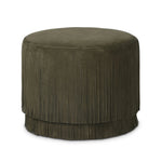 Fringe benefits. Nubuck leather fringe brings both movement and a hint of playfulness to this perfectly sized ottoman.As enthusiasts of modern style at Amethyst, we love the optimistic inspired Rooney Ottoman - Nubuck Olive. This item pairs well with other brands such as Verellen and is perfect for loft homes Amethyst Home provides interior design, new home construction design consulting, vintage area rugs, and lighting in the Houston metro area.