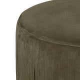 Fringe benefits. Nubuck leather fringe brings both movement and a hint of playfulness to this perfectly sized ottoman.As enthusiasts of modern style at Amethyst, we love the optimistic inspired Rooney Ottoman - Nubuck Olive. This item pairs well with other brands such as Verellen and is perfect for loft homes Amethyst Home provides interior design, new home construction design consulting, vintage area rugs, and lighting in the San Diego metro area.