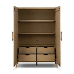 Accented with iron hardware wrapped in tan top-grain leather, light-finished oak veneer forms a clean silhouette with plenty of storage. Outset legs add an element of interest.As fans of wabi sabi materials at Amethyst, we love the optimistic inspired Rosedale Cabinet - Yucca Oak Veneer. Amethyst Home provides interior design, new home construction design consulting, vintage area rugs, and lighting in the Laguna Beach metro area.