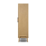 Accented with iron hardware wrapped in tan top-grain leather, light-finished oak veneer forms a clean silhouette with plenty of storage. Outset legs add an element of interest.As fans of wabi sabi materials at Amethyst, we love the optimistic inspired Rosedale Cabinet - Yucca Oak Veneer. Amethyst Home provides interior design, new home construction design consulting, vintage area rugs, and lighting in the Scottsdale metro area.