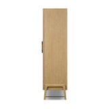Accented with iron hardware wrapped in tan top-grain leather, light-finished oak veneer forms a clean silhouette with plenty of storage. Outset legs add an element of interest.As fans of wabi sabi materials at Amethyst, we love the optimistic inspired Rosedale Cabinet - Yucca Oak Veneer. Amethyst Home provides interior design, new home construction design consulting, vintage area rugs, and lighting in the Scottsdale metro area.