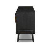 Featuring Rosedale Ebony Oak Veneer Media Console by Four Hands at Amethyst Home. This Rosedale Ebony Oak Veneer Media Console is the perfect addition to any media room or living space. Made with high-quality materials and a sleek design, this media console provides ample storage for all of your media devices. With its ebony oak veneer finish, it is both s. Amethyst Home provides interior design, new home construction design consulting, vintage area rugs, and lighting in the Washington metro area.