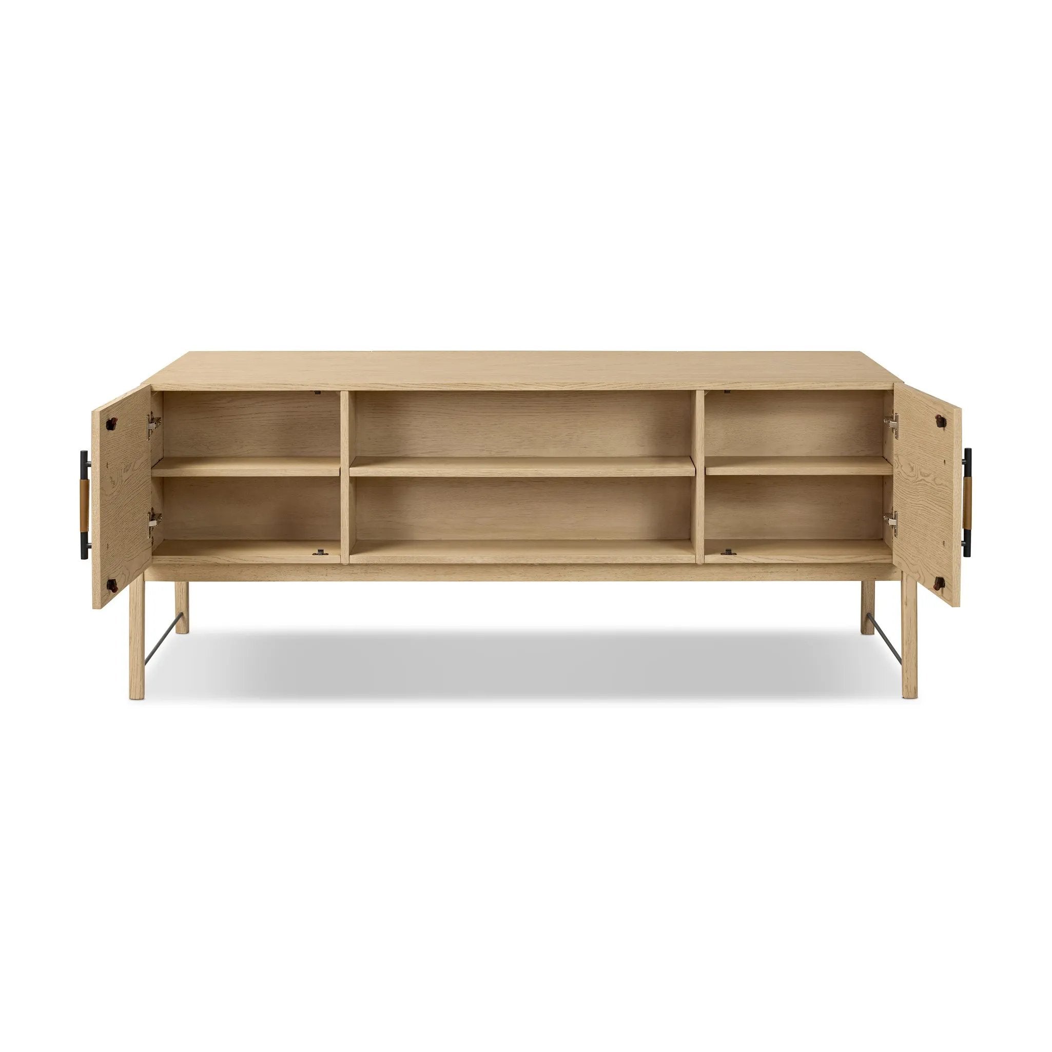 Featuring Rosedale Yucca Oak Veneer Executive Desk by Four Hands at Amethyst Home. Accented with iron hardware wrapped in tan top-grain leather, light-finished oak crafts shapes a clean silhouette. Vary-sized drawers offer plenty of storage, while outset legs bring a design-forward touch.Overall Dimensions: 72.75"w x 30.00"d x 30.00"hWeight : 202.82 lbsMateria. Amethyst Home provides interior design, new home construction design consulting, vintage area rugs, and lighting in the Austin metro area.