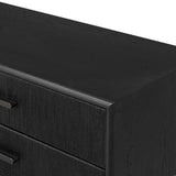 Elevate your bedroom styling with a storage-driven dresser of black-finished oak. A smooth top pairs with eight spacious drawers covered with woven paper cord. The result: a dark, Scandinavian-inspired look that will work into your collection beautifully Amethyst Home provides interior design, new home construction design consulting, vintage area rugs, and lighting in the Calabasas metro area.