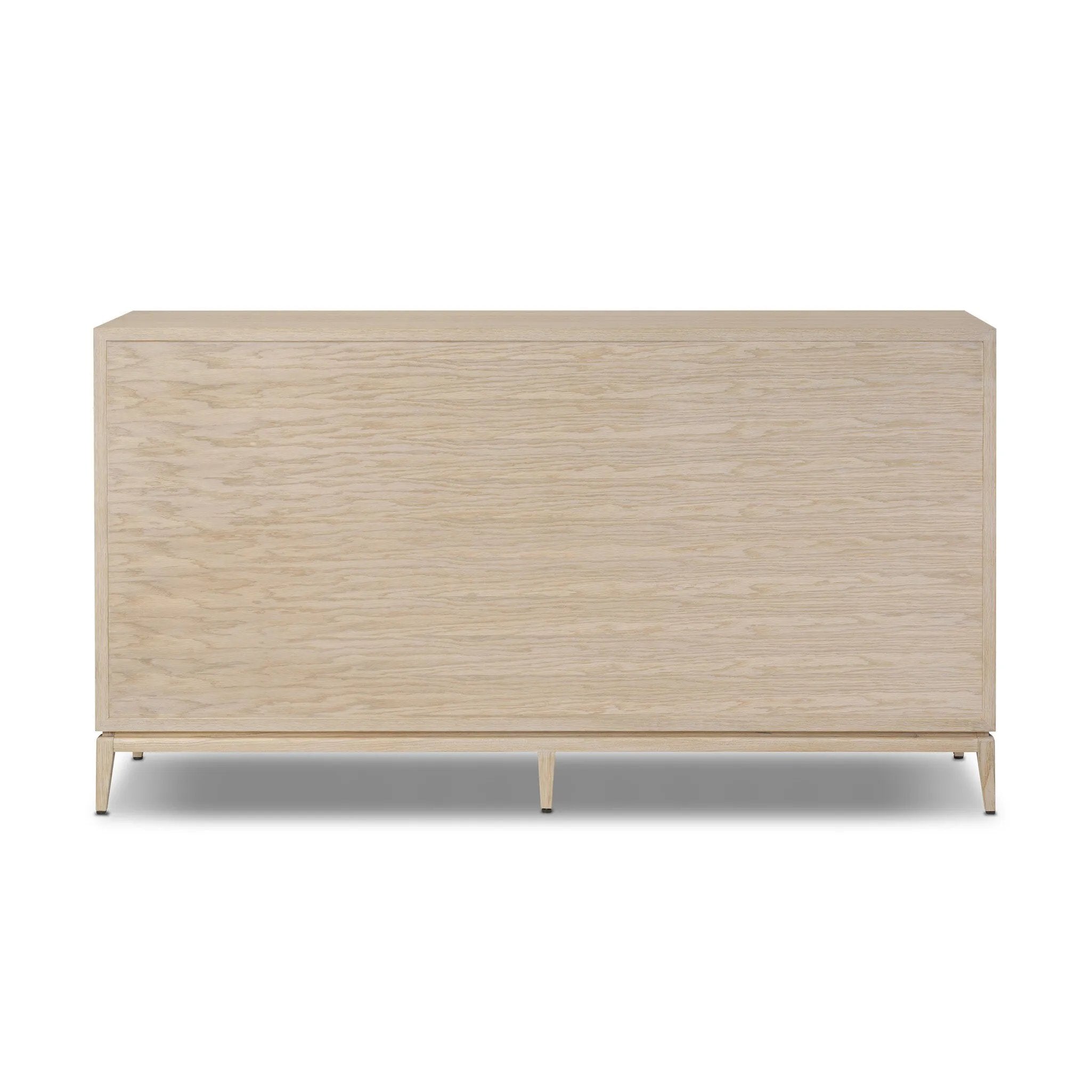 Elevate your bedroom styling with a storage-driven dresser of light, natural oak. A smooth top pairs with eight spacious drawers covered with woven paper cord. The result: a clean, Scandinavian-inspired look that will work into your collection beautifully Amethyst Home provides interior design, new home construction design consulting, vintage area rugs, and lighting in the Calabasas metro area.