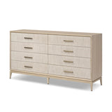 Elevate your bedroom styling with a storage-driven dresser of light, natural oak. A smooth top pairs with eight spacious drawers covered with woven paper cord. The result: a clean, Scandinavian-inspired look that will work into your collection beautifully Amethyst Home provides interior design, new home construction design consulting, vintage area rugs, and lighting in the Scottsdale metro area.