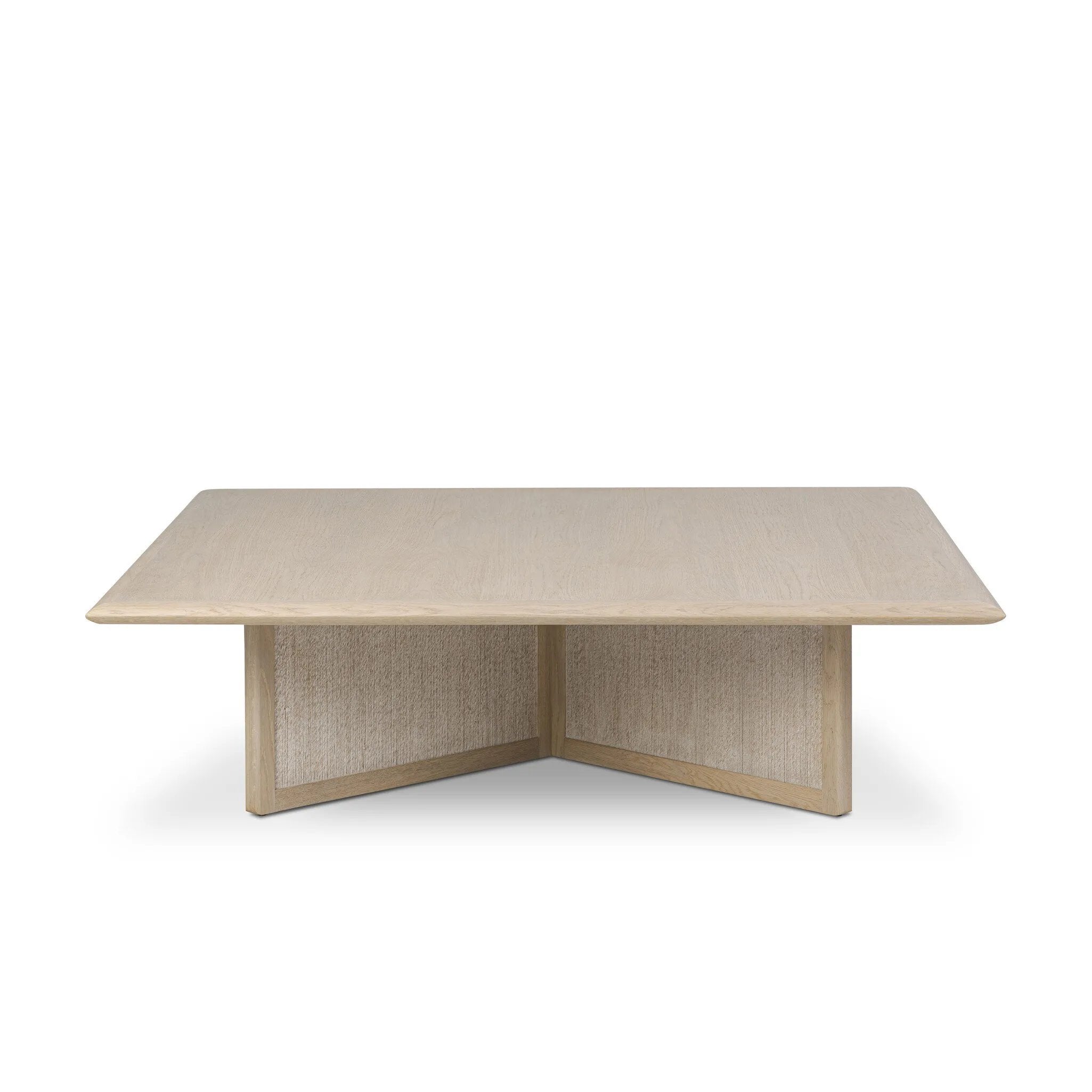 Anchor your living space with a squared coffee table of light, natural oak. A smooth top pairs with a panel-style base of woven paper cord for a clean, Scandinavian-inspired look that will work into your collection beautifully Amethyst Home provides interior design, new home construction design consulting, vintage area rugs, and lighting in the Calabasas metro area.