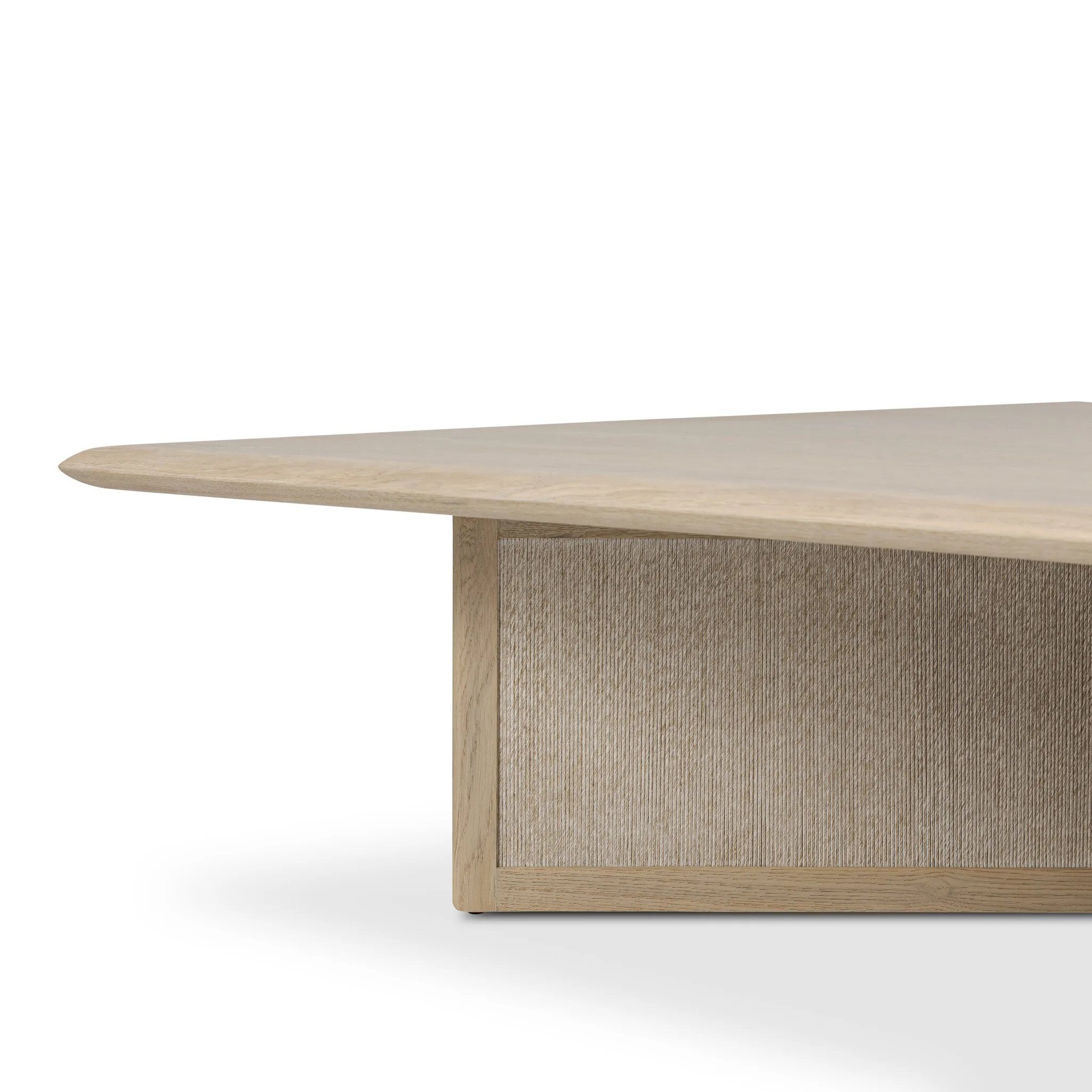 Featuring Rosenell Natural Oak Veneer Square Coffee Table by Four Hands at Amethyst Home. Anchor your living space with a squared coffee table of light, natural oak. A smooth top pairs with a panel-style base of woven paper cord for a clean, Scandinavian-inspired look that will work into your collection beautifully. Overall Dimensions: 55.00"w x 55.00"d x 15. Amethyst Home provides interior design, new home construction design consulting, vintage area rugs, and lighting in the Portland metro area.