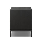 Elevate your bedside storage with a nightstand of black-finished oak. A smooth top pairs with a single drawer front of woven paper cord for a dark, rich look that will work into your bedroom collection beautifully Amethyst Home provides interior design, new home construction design consulting, vintage area rugs, and lighting in the Charlotte metro area.
