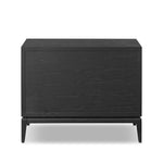 Elevate your bedside storage with a nightstand of black-finished oak. A smooth top pairs with a single drawer front of woven paper cord for a dark, rich look that will work into your bedroom collection beautifully Amethyst Home provides interior design, new home construction design consulting, vintage area rugs, and lighting in the Seattle metro area.