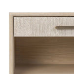 Elevate your bedside storage with a nightstand of light, natural oak. A smooth top pairs with a single drawer front of woven paper cord for a clean, Scandinavian-inspired look that will work into your bedroom collection beautifully Amethyst Home provides interior design, new home construction design consulting, vintage area rugs, and lighting in the Alpharetta metro area.