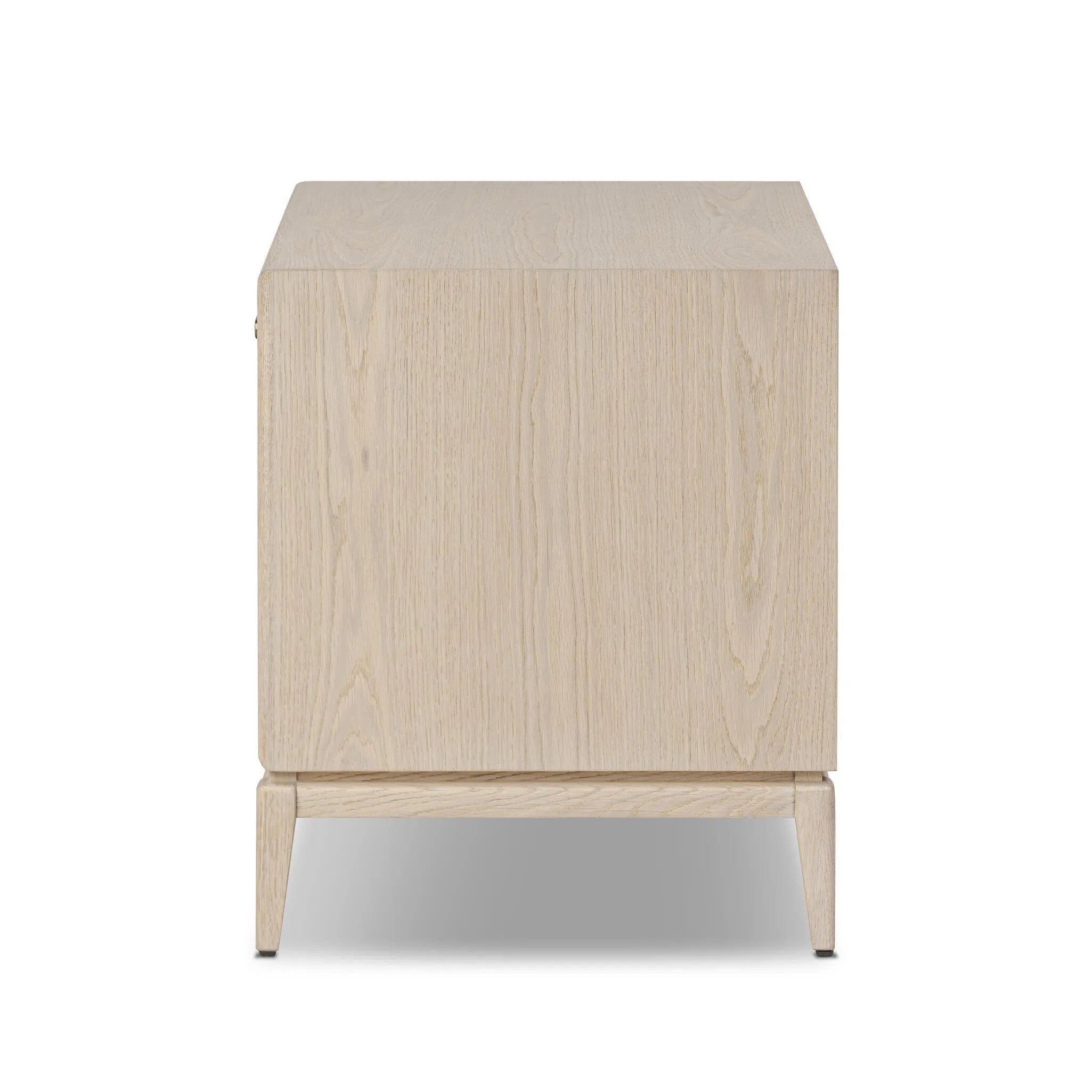 Elevate your bedside storage with a nightstand of light, natural oak. A smooth top pairs with a single drawer front of woven paper cord for a clean, Scandinavian-inspired look that will work into your bedroom collection beautifully Amethyst Home provides interior design, new home construction design consulting, vintage area rugs, and lighting in the Des Moines metro area.