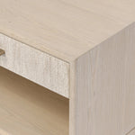Elevate your bedside storage with a nightstand of light, natural oak. A smooth top pairs with a single drawer front of woven paper cord for a clean, Scandinavian-inspired look that will work into your bedroom collection beautifully Amethyst Home provides interior design, new home construction design consulting, vintage area rugs, and lighting in the Kansas City metro area.