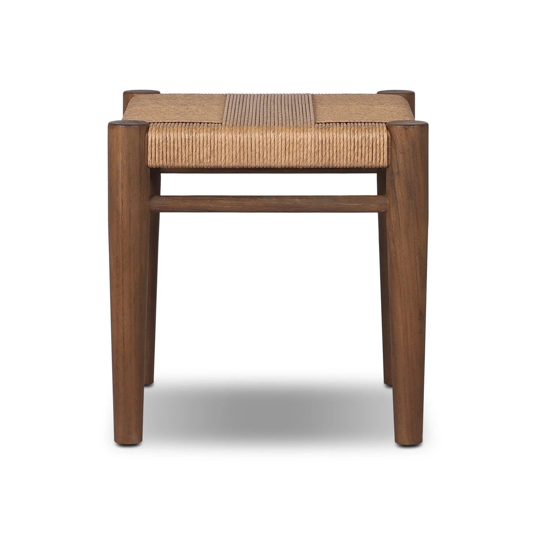 Mixed materials elevate this outdoor stool. Alternating weave patterns add texture and visual interest, contrasting with FSC®-certified teak framing. Cover or store indoors during inclement weather and when not in use.As lovers of wabi sabi aesthetics at Amethyst, we love the nature inspired Rothler Outdoor Accent Stool - Textured Sand. Amethyst Home provides interior design, new home construction design consulting, vintage area rugs, and lighting in the Charlotte metro area.