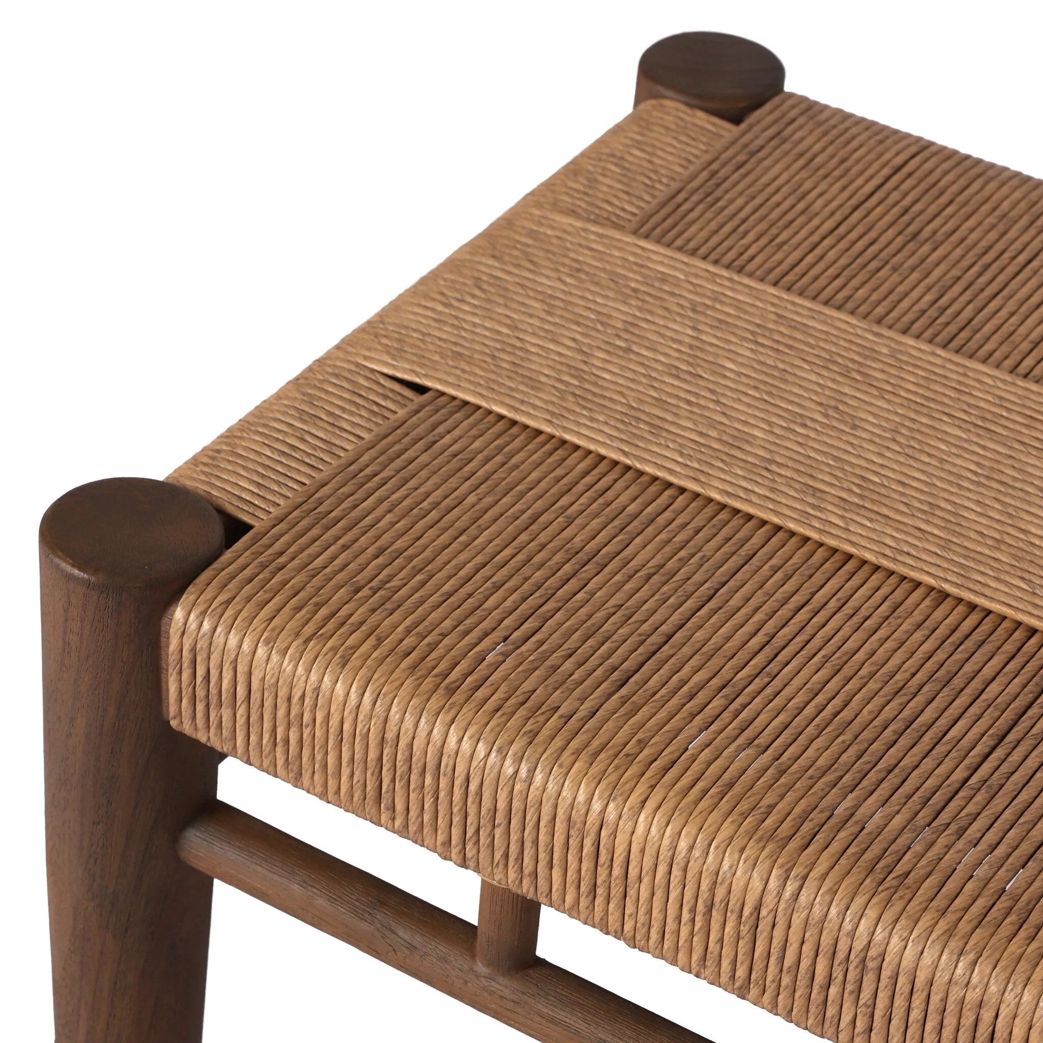 Mixed materials elevate this outdoor stool. Alternating weave patterns add texture and visual interest, contrasting with FSC®-certified teak framing. Cover or store indoors during inclement weather and when not in use.As lovers of wabi sabi aesthetics at Amethyst, we love the nature inspired Rothler Outdoor Accent Stool - Textured Sand. Amethyst Home provides interior design, new home construction design consulting, vintage area rugs, and lighting in the Laguna Beach metro area.