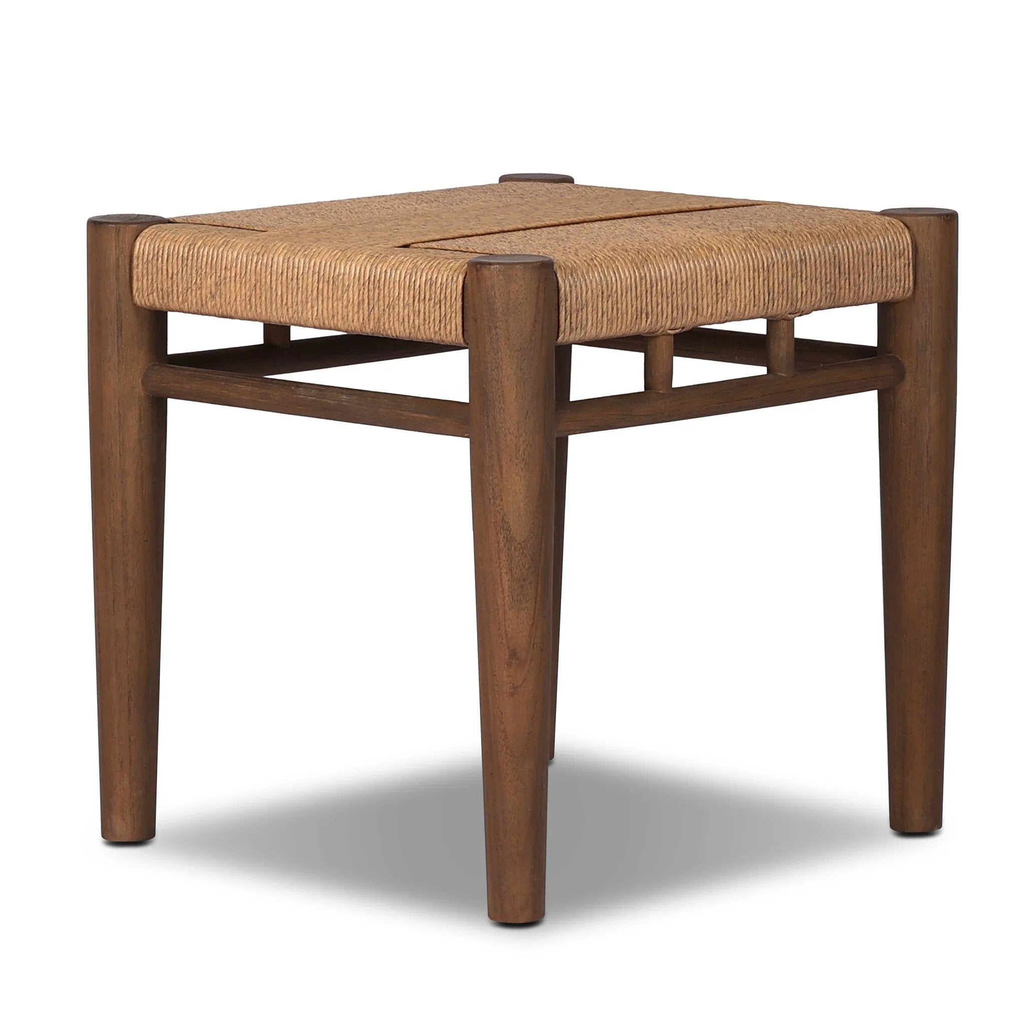 Mixed materials elevate this outdoor stool. Alternating weave patterns add texture and visual interest, contrasting with FSC®-certified teak framing. Cover or store indoors during inclement weather and when not in use.As lovers of wabi sabi aesthetics at Amethyst, we love the nature inspired Rothler Outdoor Accent Stool - Textured Sand. Amethyst Home provides interior design, new home construction design consulting, vintage area rugs, and lighting in the Los Angeles metro area.