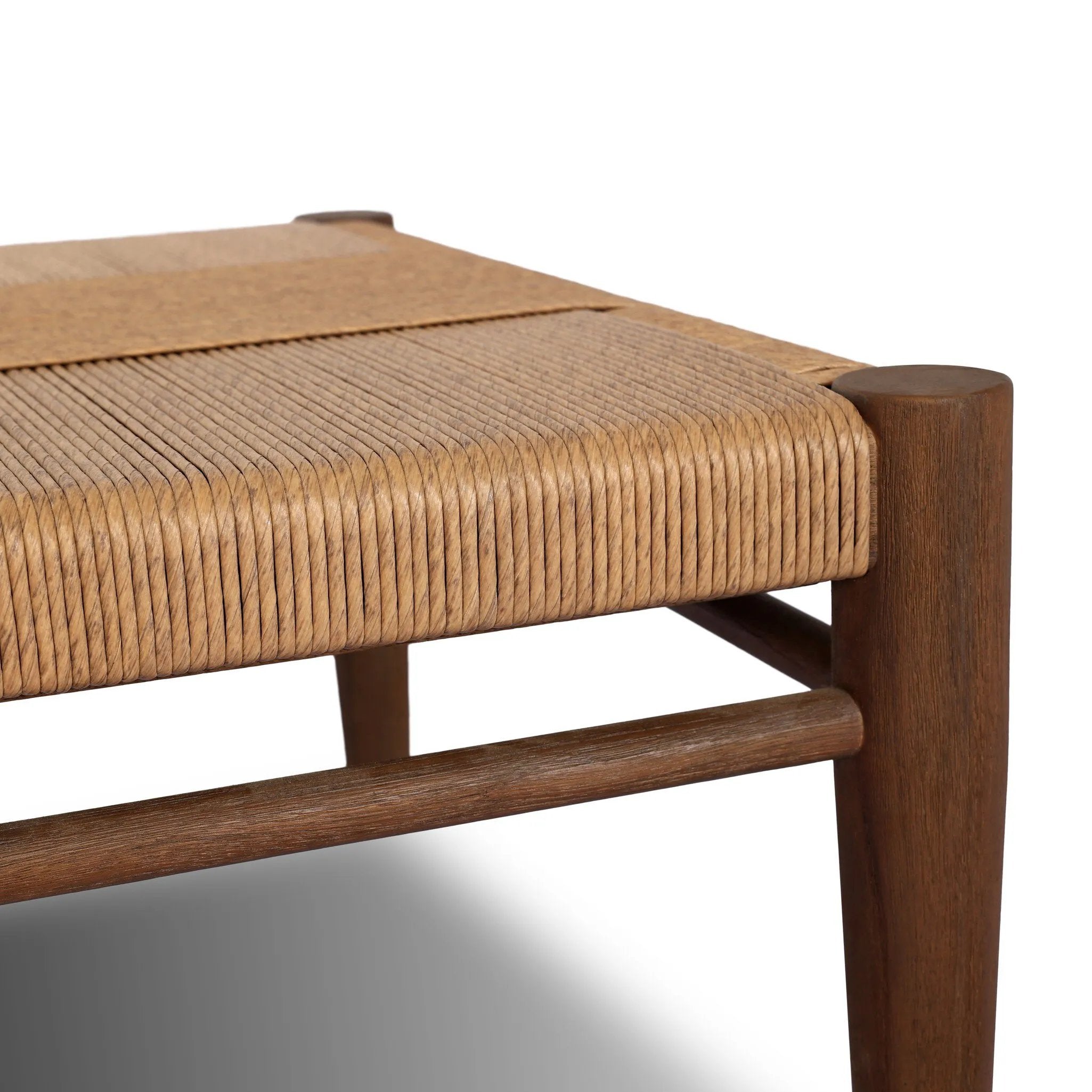 Mixed materials elevate this outdoor coffee table. Alternating weave patterns add texture and visual interest, contrasting with FSC®-certified teak framing. Cover or store indoors during inclement weather and when not in use. Amethyst Home provides interior design, new home construction design consulting, vintage area rugs, and lighting in the Austin metro area.
