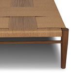 Mixed materials elevate this outdoor coffee table. Alternating weave patterns add texture and visual interest, contrasting with FSC®-certified teak framing. Cover or store indoors during inclement weather and when not in use. Amethyst Home provides interior design, new home construction design consulting, vintage area rugs, and lighting in the Boston metro area.