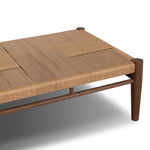 Mixed materials elevate this outdoor coffee table. Alternating weave patterns add texture and visual interest, contrasting with FSC®-certified teak framing. Cover or store indoors during inclement weather and when not in use. Amethyst Home provides interior design, new home construction design consulting, vintage area rugs, and lighting in the Dallas metro area.