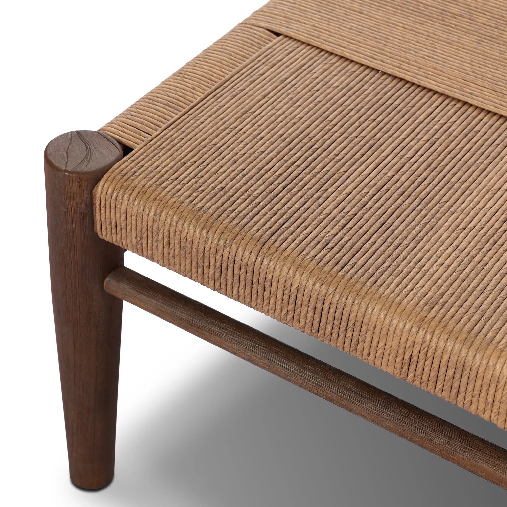 Mixed materials elevate this outdoor coffee table. Alternating weave patterns add texture and visual interest, contrasting with FSC®-certified teak framing. Cover or store indoors during inclement weather and when not in use. Amethyst Home provides interior design, new home construction design consulting, vintage area rugs, and lighting in the Omaha metro area.