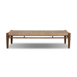 Mixed materials elevate this outdoor coffee table. Alternating weave patterns add texture and visual interest, contrasting with FSC®-certified teak framing. Cover or store indoors during inclement weather and when not in use. Amethyst Home provides interior design, new home construction design consulting, vintage area rugs, and lighting in the Seattle metro area.