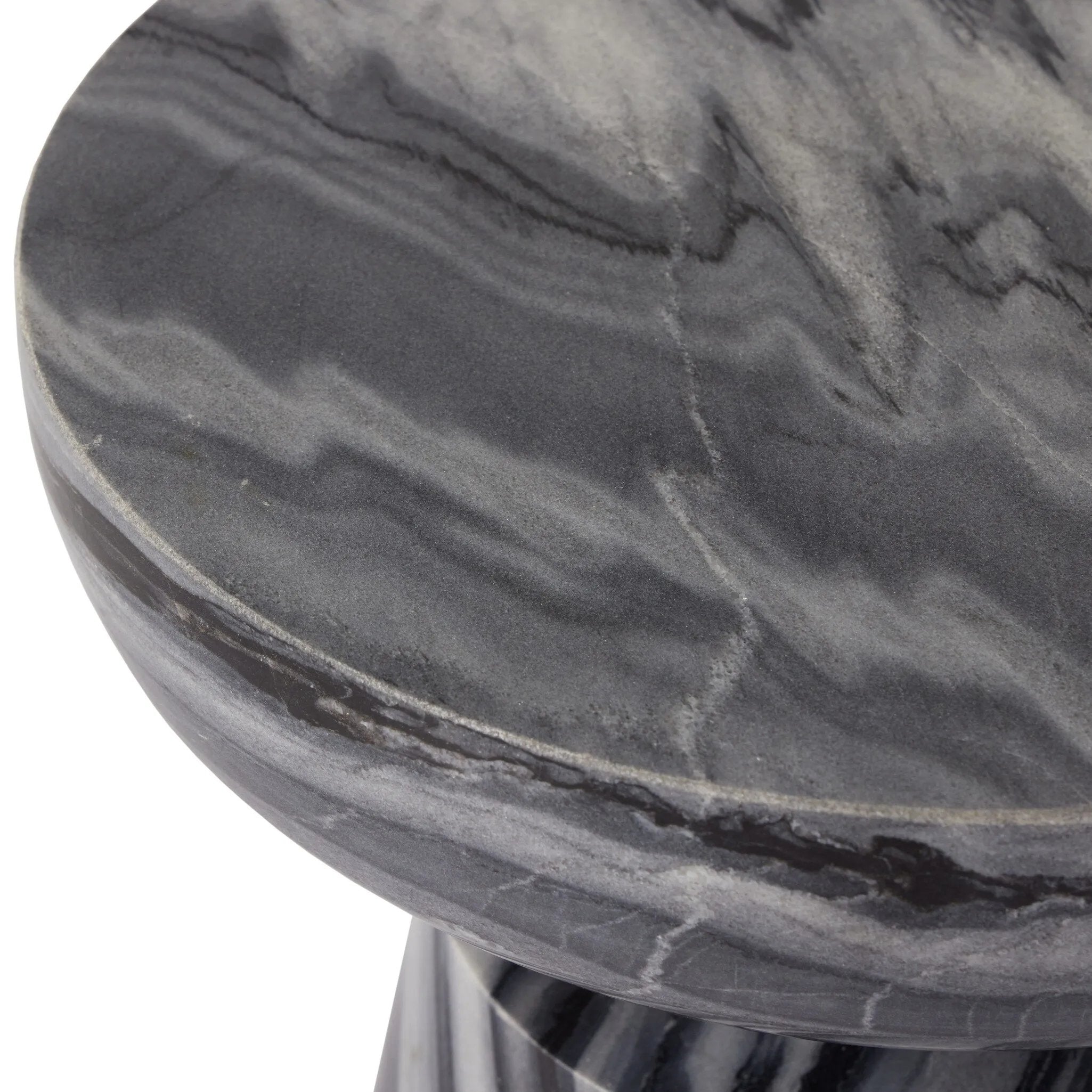 Featuring Rowe Ebony Marble End Table by Four Hands at Amethyst Home. Precise curves add up to modern presence. Bold ebony marble is carved from a single piece of stone and turned on a lathe to form the curves and angles of this end table.Overall Dimensions: 14"W x 14"L x 17.50"H
Collection: MarlowColors: Ebony Marble SolidMaterials: Solid Marble Weight: 91. Amethyst Home provides interior design, new home construction design consulting, vintage area rugs, and lighting in the San Diego metro area.