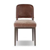 A moody, mixed material look that stands out. A velvety, wool-blend seat and top-grain leather, seat back are framed by solid ash Amethyst Home provides interior design, new home construction design consulting, vintage area rugs, and lighting in the Austin metro area.