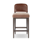 A moody, mixed material stool that stands out. A velvety, wool-blend seat and top-grain leather, seat back are framed by solid ash. Perfectly sized for the counter.As fans of organic modern aesthetics at Amethyst, we love the designer inspired Ryver Stool. Amethyst Home provides interior design, new home construction design consulting, vintage area rugs, and lighting in the Omaha metro area.