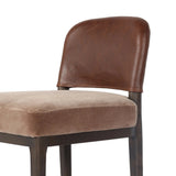 A moody, mixed material stool that stands out. A velvety, wool-blend seat and top-grain leather, seat back are framed by solid ash. Perfectly sized for the counter.As fans of organic modern aesthetics at Amethyst, we love the designer inspired Ryver Stool. Amethyst Home provides interior design, new home construction design consulting, vintage area rugs, and lighting in the Salt Lake City metro area.
