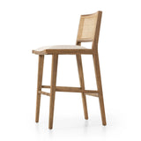 Featuring Sage Savile Flax Bar + Counter Stool by Four Hands at Amethyst Home. Mixed materials make the chair. Solid natural beech wood features a natural cane back for extra texture, while a butterscotch-finished faux leather seat serves total comfort.BarOverall Dimensions: 20.50"w x 23.00"d x 42.50"hWeight: 22.05 lbsCounterOverall Dimensions: 20.50"w . Amethyst Home provides interior design, new home construction design consulting, vintage area rugs, and lighting in the Newport Beach metro area.