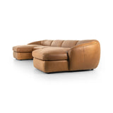 Featuring Saldana Lorento Cognac 4Pc Double Chaise by Four Hands at Amethyst Home. Soft, supple top-grain leather with a warm cognac hue meets vintage vibes with modern comfort. Intricate rouching along the back and corners gives each piece of this four-piece sectional a handcrafted, tailored feel, while feather-wrapped cushioning and spring suspension in. Amethyst Home provides interior design, new home construction design consulting, vintage area rugs, and lighting in the Kansas City metro area.