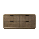 Influenced by contemporary design, this dresser’s simple frame showcases thick brown oak veneer with a tiled oyster cut pattern on the insert panels. Store your favorite clothing in four drawers with minimalist metal pulls.As fans of clean aesthetics at Amethyst, we love the nature inspired Salta 4 Drawer Dresser - Brown Oak Thin Oyster. Amethyst Home provides interior design, new home construction design consulting, vintage area rugs, and lighting in the Monterey metro area.