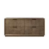 Influenced by contemporary design, this dresser’s simple frame showcases thick brown oak veneer with a tiled oyster cut pattern on the insert panels. Store your favorite clothing in four drawers with minimalist metal pulls.As fans of clean aesthetics at Amethyst, we love the nature inspired Salta 4 Drawer Dresser - Brown Oak Thin Oyster. Amethyst Home provides interior design, new home construction design consulting, vintage area rugs, and lighting in the Monterey metro area.