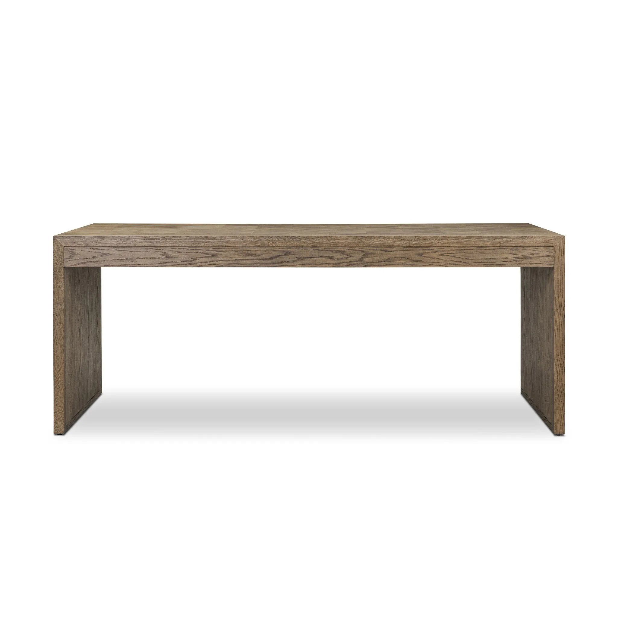 This desk’s simple frame showcases warm brown solid oak with an oyster cut grid pattern on the top and sides. Three drawers create space for office supplies and more.As fans of luxe aesthetics at Amethyst, we love the warm modern inspired Salta Desk - Brown Oak Thick Veneer. Amethyst Home provides interior design, new home construction design consulting, vintage area rugs, and lighting in the Calabasas metro area.