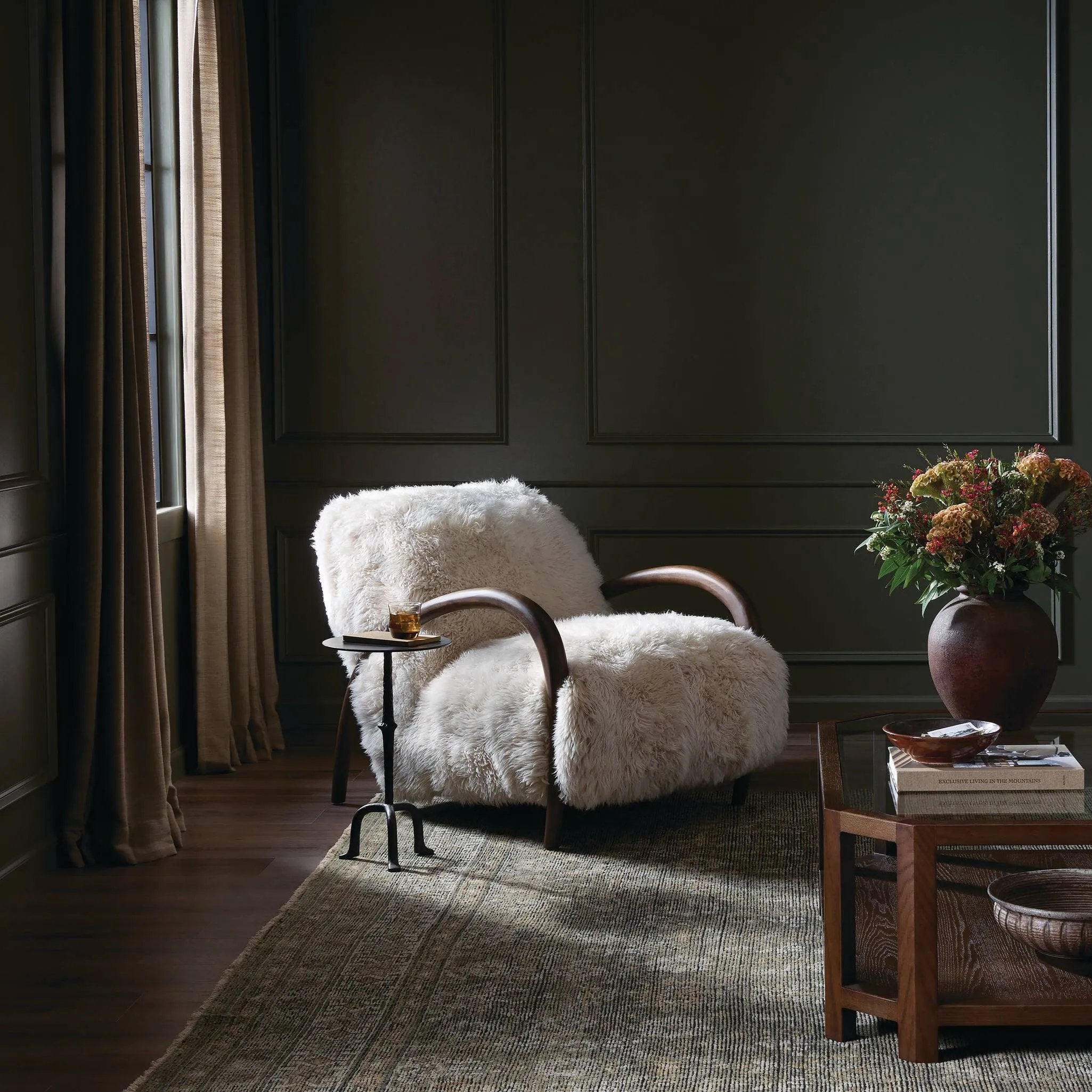 Featuring Sandro Champagne Mongolian Fur Chair by Four Hands at Amethyst Home. This versatile accent chair is upholstered in a faux Mongolian shearling with a textural high pile. A contrasting, chunky parawood frame hugs the seat and is wire-brushed for a warm, vintage feel. Overall Dimensions: 29.50"w x 42.25"d x 32.50"h
Discover this on social media? See . Amethyst Home provides interior design, new home construction design consulting, vintage area rugs, and lighting in the Nashville metro area.