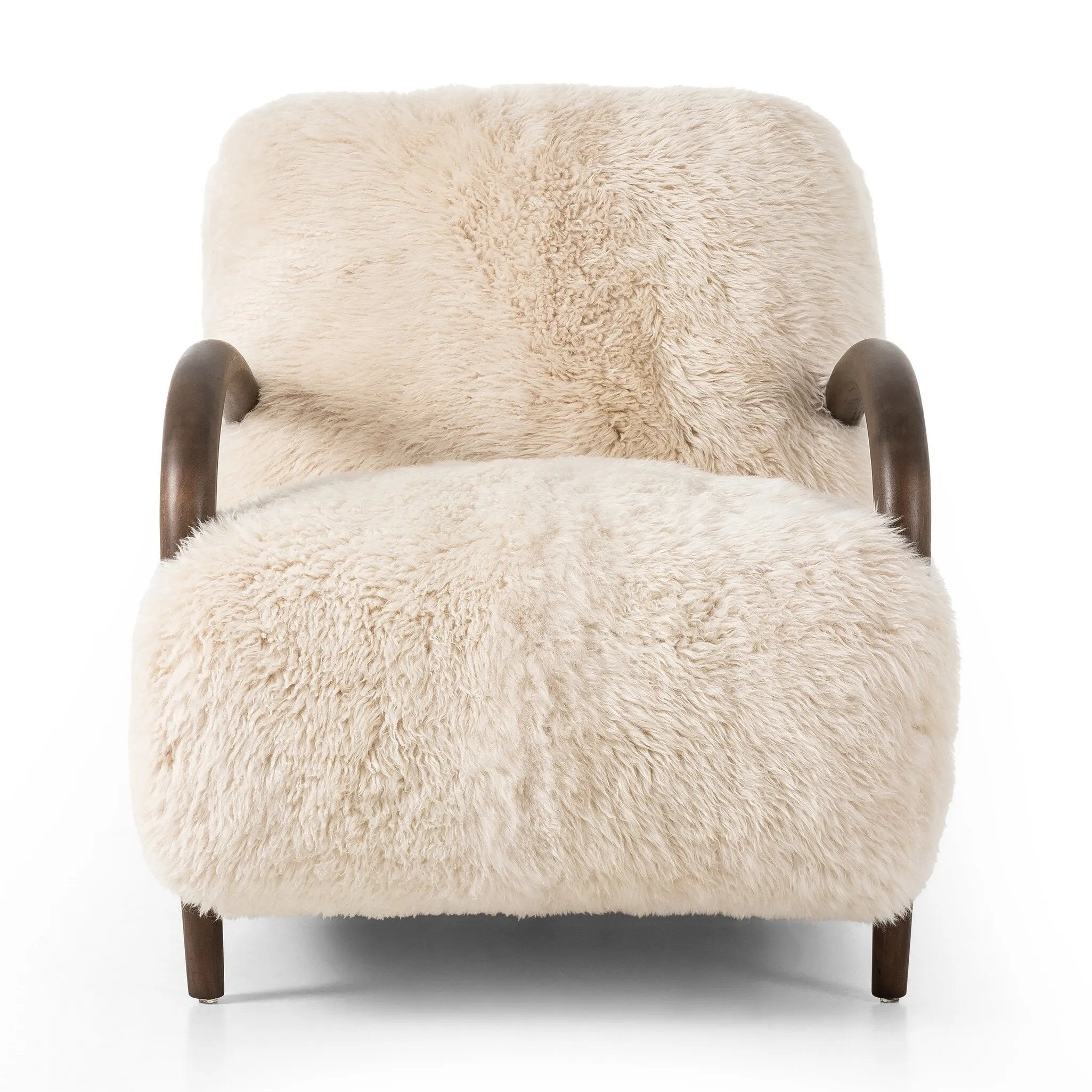 This versatile accent chair is upholstered in a faux Mongolian shearling with a textural high pile. A contrasting, chunky parawood frame hugs the seat and is wire-brushed for a warm, vintage feel Amethyst Home provides interior design, new home construction design consulting, vintage area rugs, and lighting in the Winter Garden metro area.