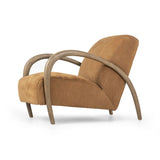 Featuring Sandro Nubuck Cognac Chair by Four Hands at Amethyst Home. This versatile accent chair is upholstered in a faux Mongolian shearling with a textural high pile. A contrasting, chunky parawood frame hugs the seat and is wire-brushed for a warm, vintage feel.Overall Dimensions: 29.50"w x 41.00"d x 32.00"hWeight : 45.19 lbsMaterials : Top Grain Leath. Amethyst Home provides interior design, new home construction design consulting, vintage area rugs, and lighting in the Kansas City metro area.