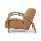 Featuring Sandro Nubuck Cognac Chair by Four Hands at Amethyst Home. This versatile accent chair is upholstered in a faux Mongolian shearling with a textural high pile. A contrasting, chunky parawood frame hugs the seat and is wire-brushed for a warm, vintage feel.Overall Dimensions: 29.50"w x 41.00"d x 32.00"hWeight : 45.19 lbsMaterials : Top Grain Leathe. Amethyst Home provides interior design, new home construction design consulting, vintage area rugs, and lighting in the Scottsdale metro area.