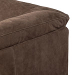 Inspired by 1970s Brutalism, this urban tuxedo sofa balances a rounded solid wood plinth with a curved seat deck and a relaxed, "wrinkled" upholstery design. Feather-blend cushions wrap the frame, finished with dramatic blind tufting for a hand-crafted, textural edge. Amethyst Home provides interior design, new home construction design consulting, vintage area rugs, and lighting in the Monterey metro area.
