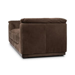 Inspired by 1970s Brutalism, this urban tuxedo sofa balances a rounded solid wood plinth with a curved seat deck and a relaxed, "wrinkled" upholstery design. Feather-blend cushions wrap the frame, finished with dramatic blind tufting for a hand-crafted, textural edge. Amethyst Home provides interior design, new home construction design consulting, vintage area rugs, and lighting in the Seattle metro area.