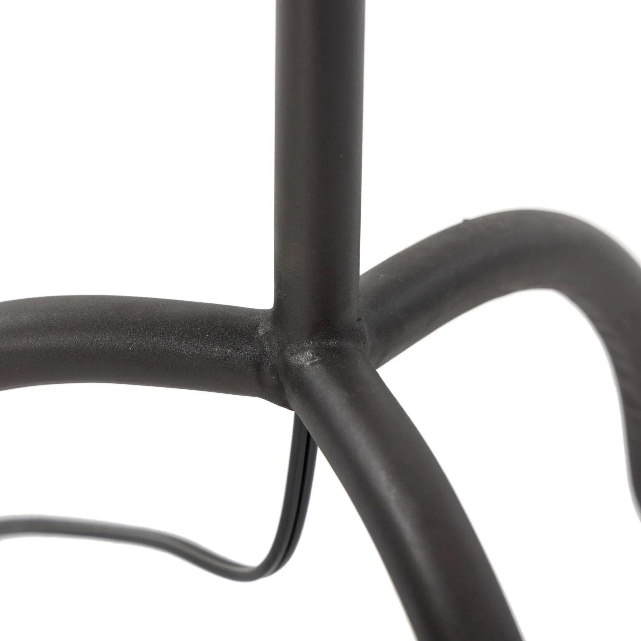 Featuring Selby Black Wrought Iron Floor Lamp by Four Hands at Amethyst Home. A curved cast iron tripod base pairs with an elongated boucle shade for a sculpted, minimalist look that works into any room with ease. Overall Dimensions: 12.75"w x 12.75"d x 60.00"h. Amethyst Home provides interior design, new home construction design consulting, vintage area rugs, and lighting in the Kansas City metro area.