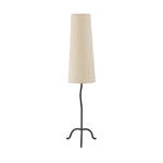 Featuring Selby Black Wrought Iron Floor Lamp by Four Hands at Amethyst Home. A curved cast iron tripod base pairs with an elongated boucle shade for a sculpted, minimalist look that works into any room with ease. Overall Dimensions: 12.75"w x 12.75"d x 60.00"h. Amethyst Home provides interior design, new home construction design consulting, vintage area rugs, and lighting in the Laguna Beach metro area.