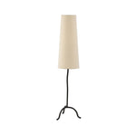 Featuring Selby Black Wrought Iron Floor Lamp by Four Hands at Amethyst Home. A curved cast iron tripod base pairs with an elongated boucle shade for a sculpted, minimalist look that works into any room with ease. Overall Dimensions: 12.75"w x 12.75"d x 60.00"h. Amethyst Home provides interior design, new home construction design consulting, vintage area rugs, and lighting in the Park City metro area.