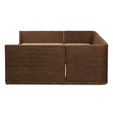 Antique-inspired coastal style. Rattan introduces varying natural shades and texture to this dining bench, and the frame's soft lines and beige and white striped fabric cushion invite a comfortable sit. Option to style alone or pair with other pieces in the collection. A design collaboration by Amber Lewis and Four Hands. Amethyst Home provides interior design, new home construction design consulting, vintage area rugs, and lighting in the Winter Garden metro area.