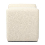 A traditional wool-blend fabric in cream covers this versatile ottoman for an easy fit in any room Amethyst Home provides interior design, new home construction design consulting, vintage area rugs, and lighting in the Laguna Beach metro area.