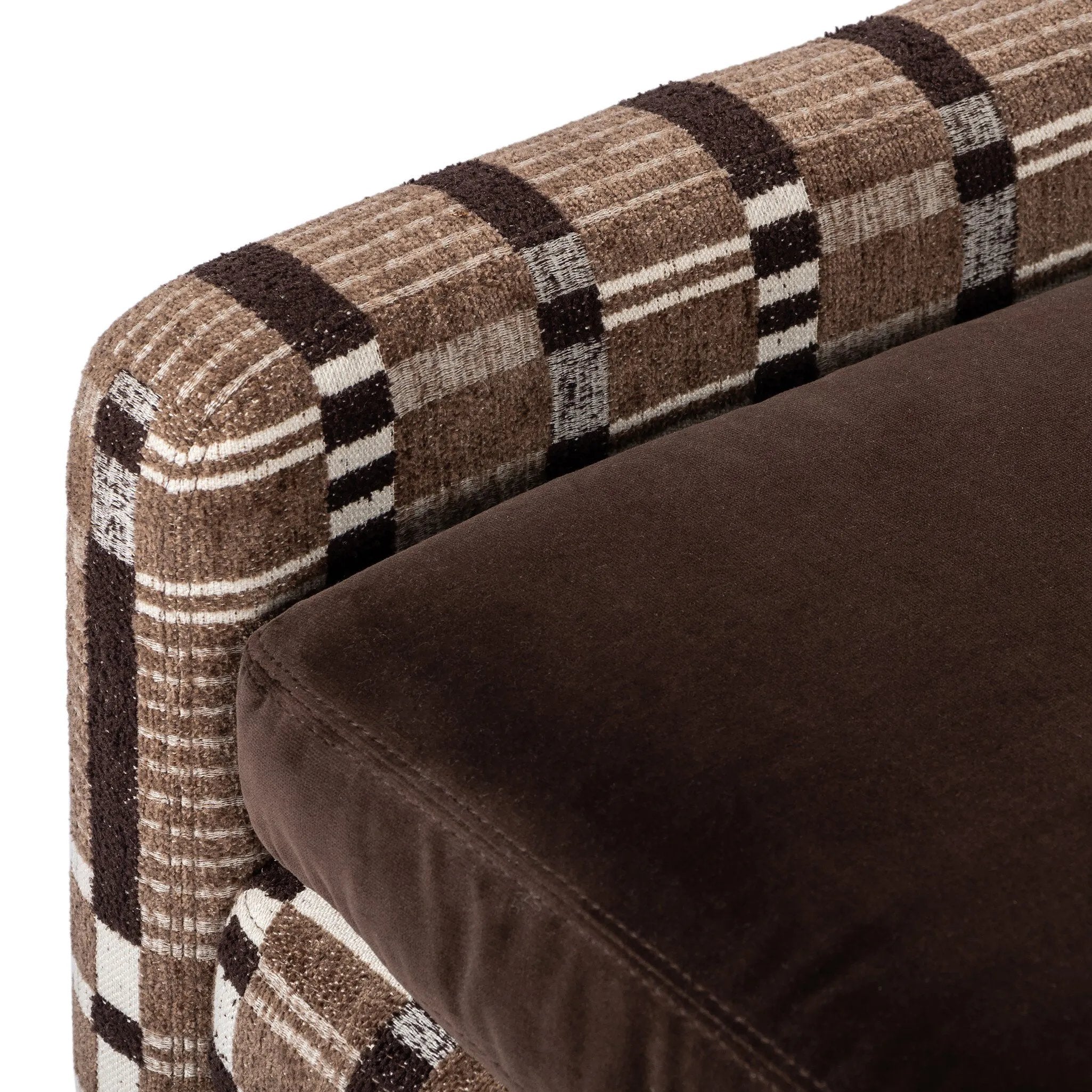 A playful vintage-inspired fabric covers this ottoman, adding a subtle flair to any room.As fans of wabi sabi materials at Amethyst, we love the optimistic inspired Serena Ottoman - Sandhill Cocoa. This item pairs well with other brands such as Visual Comfort and is perfect for eclectic homes Amethyst Home provides interior design, new home construction design consulting, vintage area rugs, and lighting in the Austin metro area.
