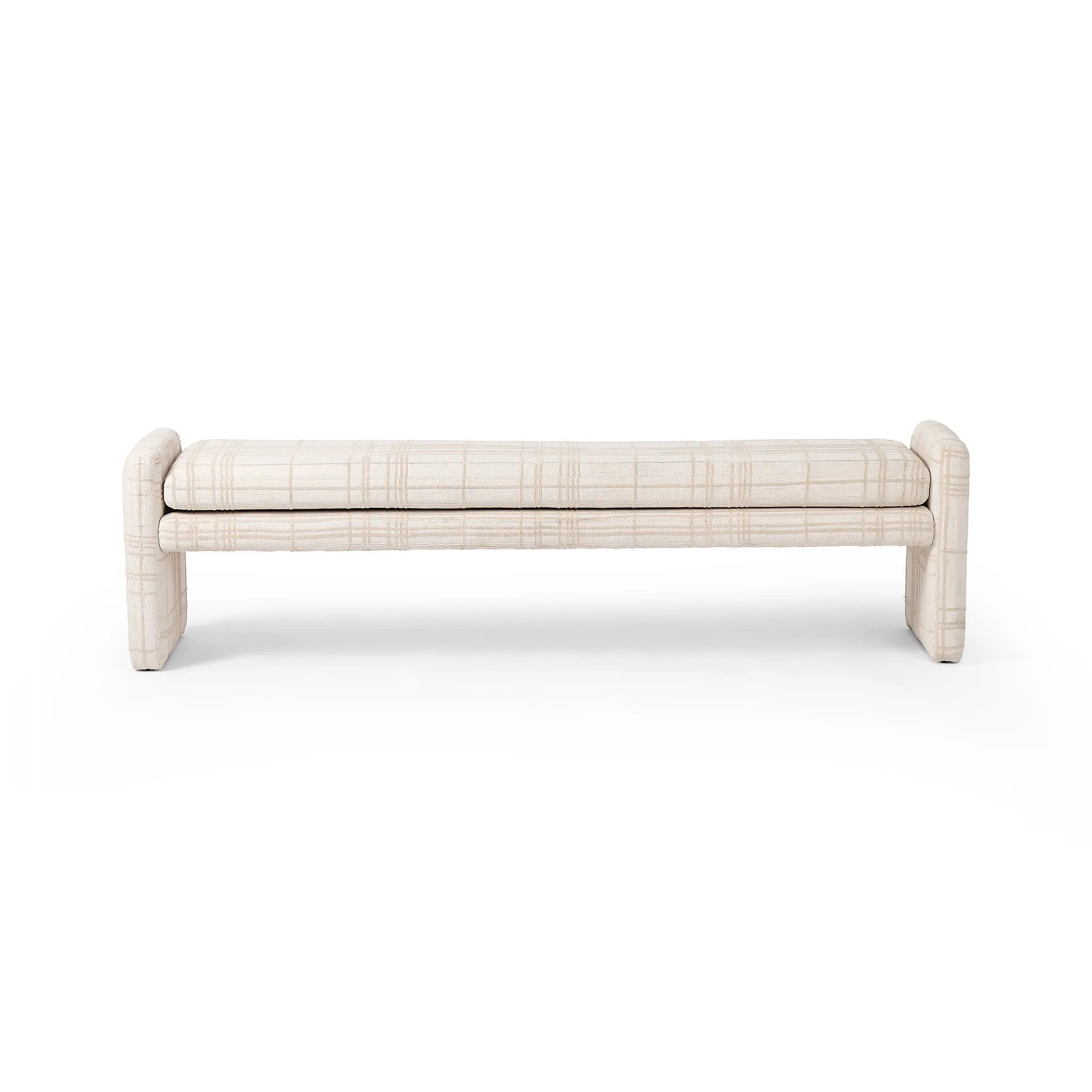 Featuring Serena Sheffield Ivory Accent Bench by Four Hands at Amethyst Home. A traditional ivory fabric with a classic box pattern covers a long, sophisticated dining bench.Overall Dimensions: 70.00"w x 18.00"d x 19.00"hWeight : 48.50 lbsMaterials: 100% Polyester, Poplar Plywood, 90% Polyurethane Foam Pad, 10% Polyester Fiber Batting. Amethyst Home provides interior design, new home construction design consulting, vintage area rugs, and lighting in the Seattle metro area.